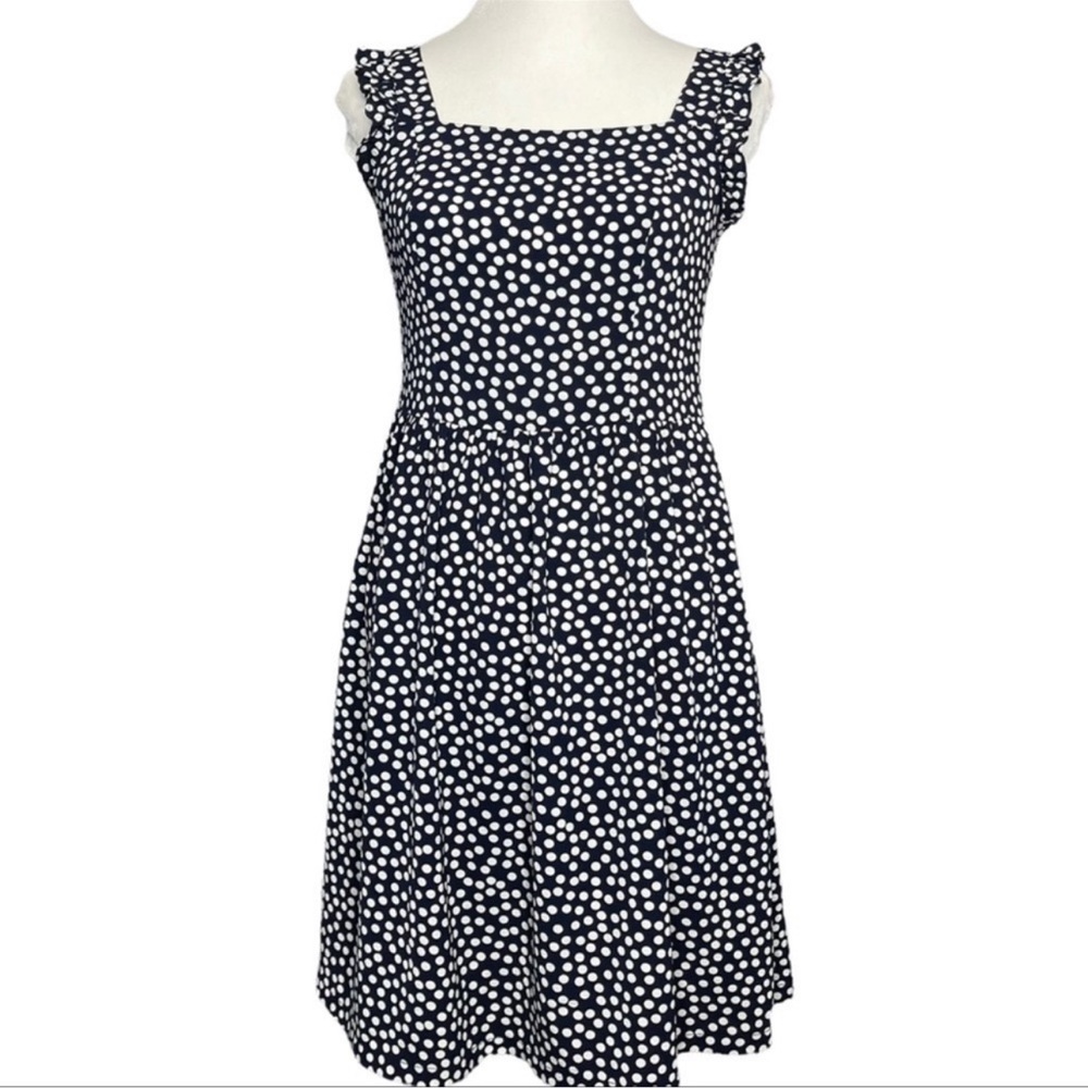 Blue and White Polka Dot Sleeveless Dress